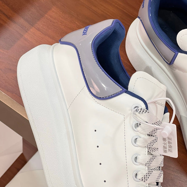 OVERSIZED SNEAKERS IN WHITE CALFSKIN WITH GREY HEEL TAB