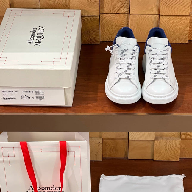 OVERSIZED SNEAKERS IN WHITE CALFSKIN WITH GREY HEEL TAB