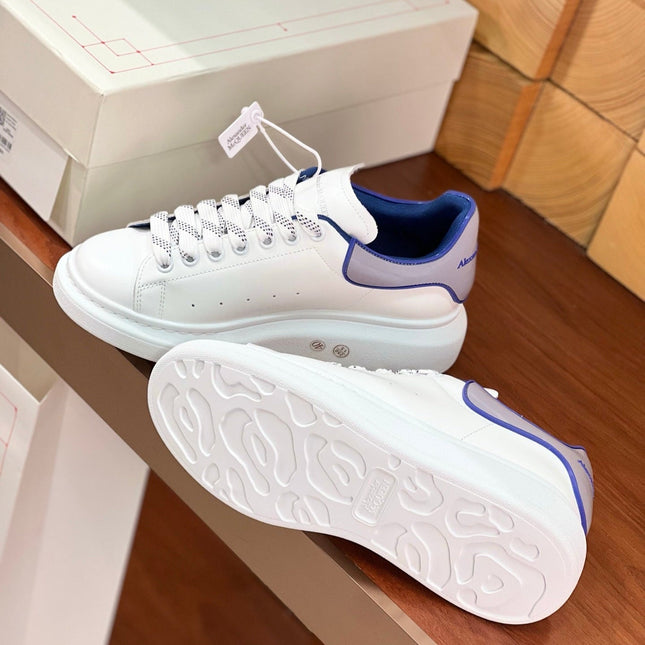 OVERSIZED SNEAKERS IN WHITE CALFSKIN WITH GREY HEEL TAB