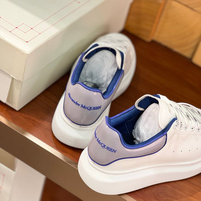 OVERSIZED SNEAKERS IN WHITE CALFSKIN WITH GREY HEEL TAB