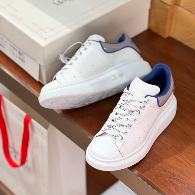 OVERSIZED SNEAKERS IN WHITE CALFSKIN WITH GREY HEEL TAB