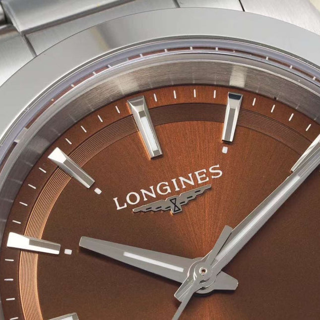 CONQUEST WATCH SILVER CASE WITH CHOCOLATE BROWN DIAL