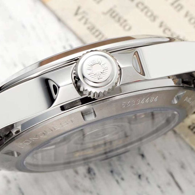 CONQUEST WATCH SILVER CASE WITH CHOCOLATE BROWN DIAL
