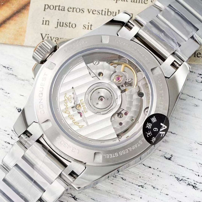 CONQUEST WATCH SILVER CASE WITH BABY PINK DIAL