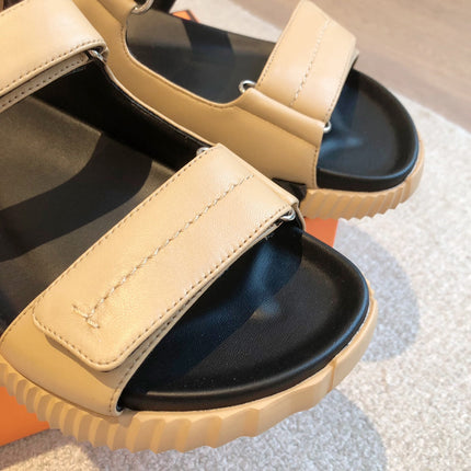 DAD SANDALS IN TUSCAN BEIGE CALFSKIN AND RUBBER