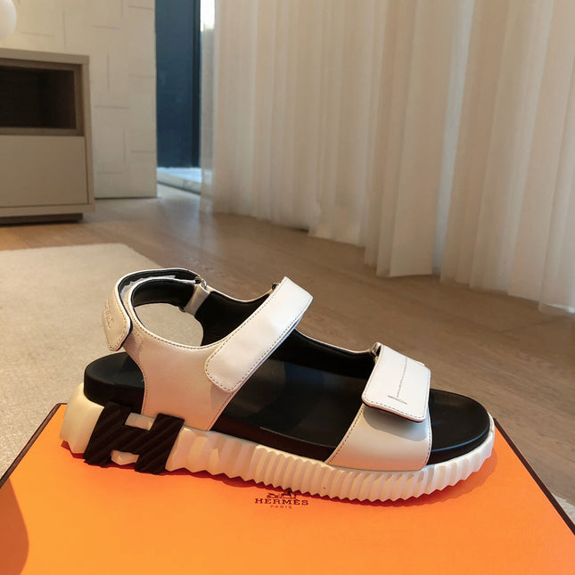 DAD SANDALS IN WHITE CALFSKIN AND RUBBER