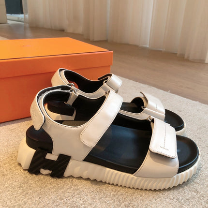 DAD SANDALS IN WHITE CALFSKIN AND RUBBER