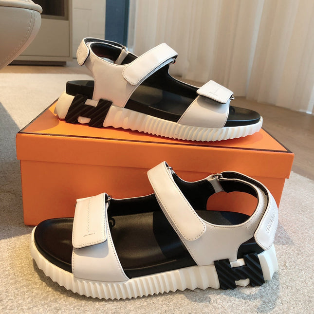 DAD SANDALS IN WHITE CALFSKIN AND RUBBER