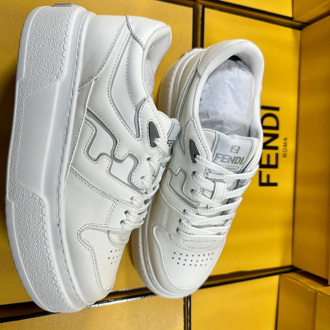 FENDI THICK-SOLDED SNEAKER IN WHITE LAMBSKIN