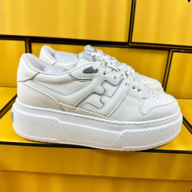 FENDI THICK-SOLDED SNEAKER IN WHITE LAMBSKIN