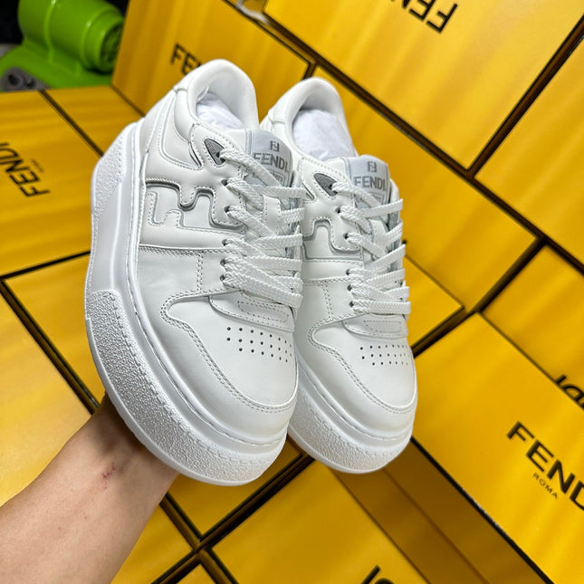 FENDI THICK-SOLDED SNEAKER IN WHITE LAMBSKIN