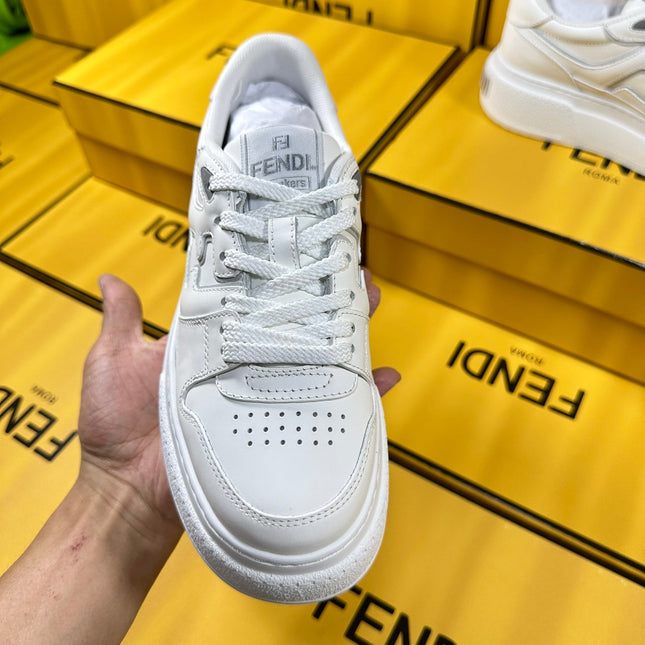 FENDI THICK-SOLDED SNEAKER IN WHITE LAMBSKIN