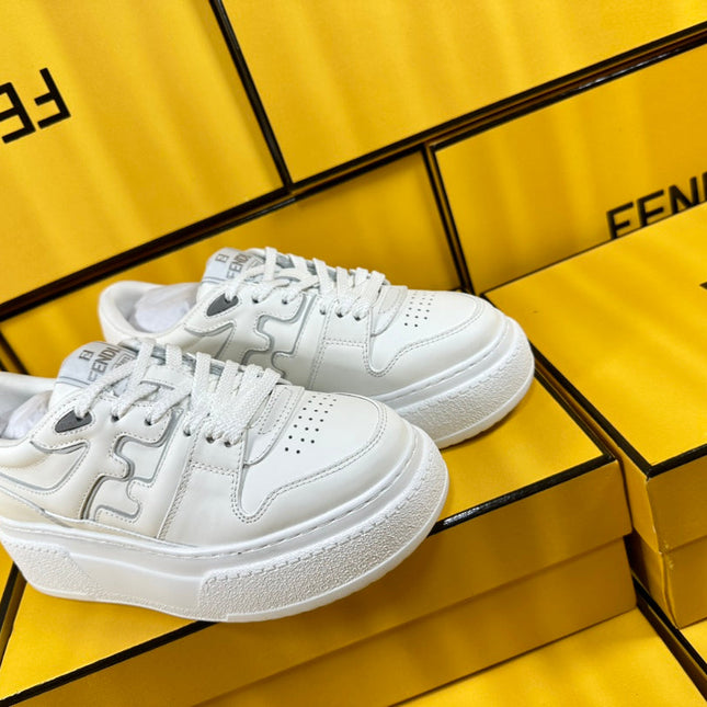 FENDI THICK-SOLDED SNEAKER IN WHITE LAMBSKIN