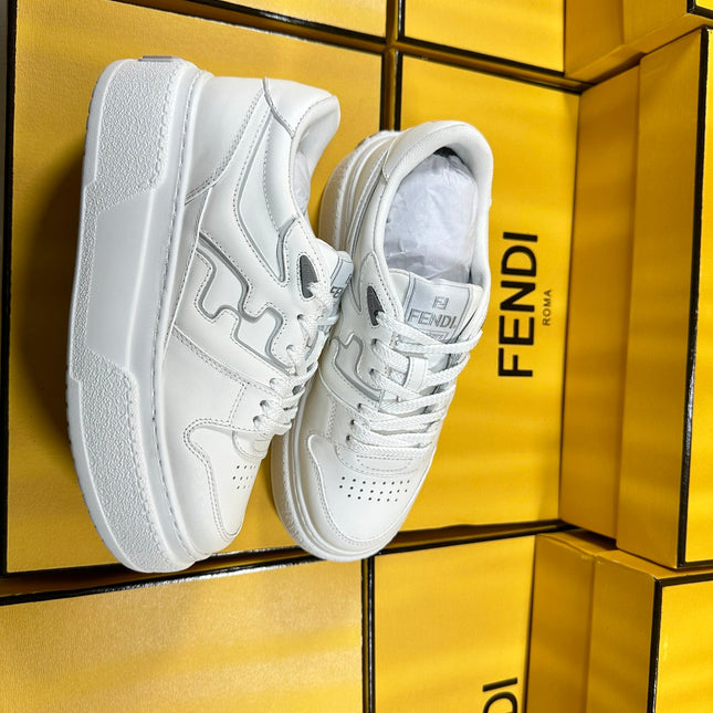 FENDI THICK-SOLDED SNEAKER IN WHITE LAMBSKIN