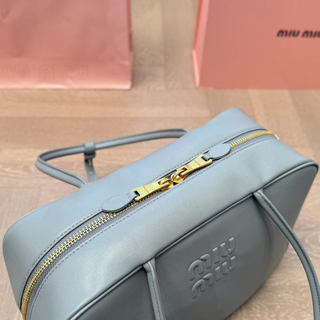 BEAU BAG 33 IN GRAY CALFSKIN WITH BASEBALL CHARM