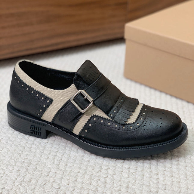 OXFORD SHOES BLACK MIX CREAM COWHIDE