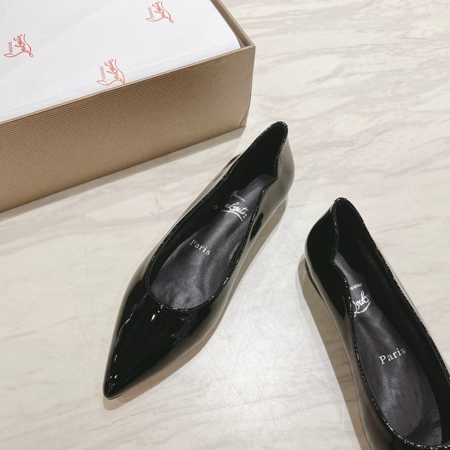 HOT CHICK BALLERINAS 15MM IN BLACK PATENT CALFSKIN