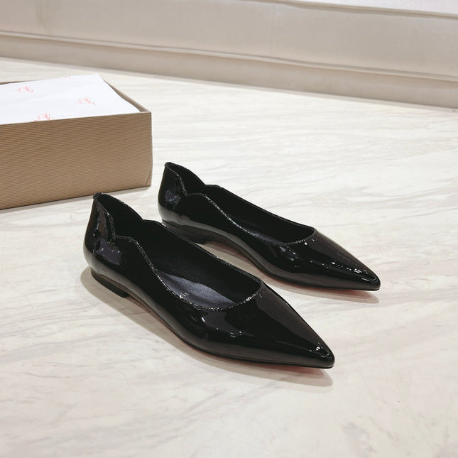HOT CHICK BALLERINAS 15MM IN BLACK PATENT CALFSKIN