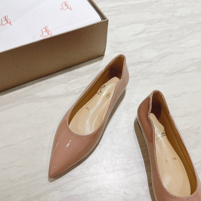 HOT CHICK BALLERINAS 15MM IN NUDE PATENT CALFSKIN