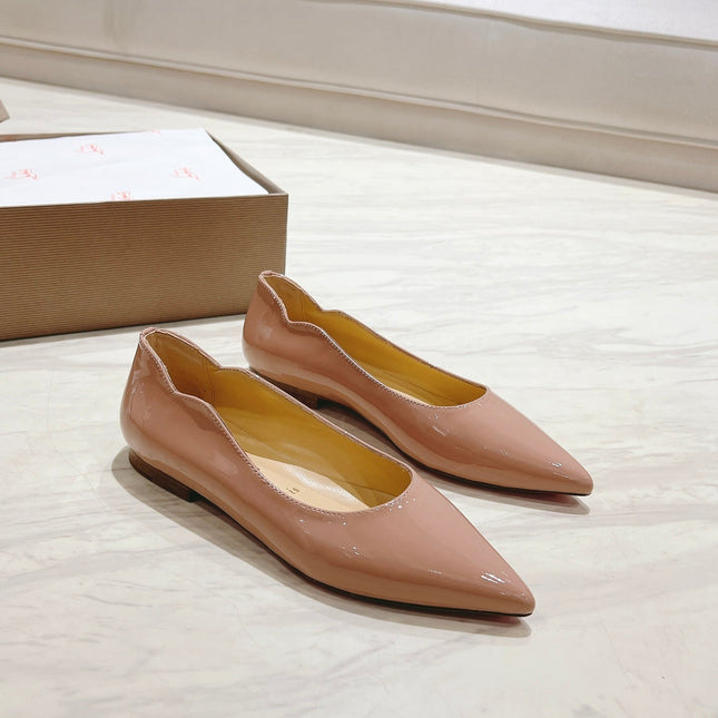 HOT CHICK BALLERINAS 15MM IN NUDE PATENT CALFSKIN