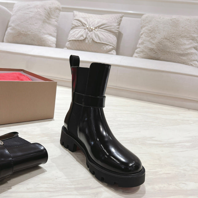 CHELSEA BOOT LUG 30MM IN BLACK GLOSSY CALFSKIN
