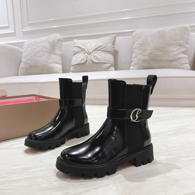 CHELSEA BOOT LUG 30MM IN BLACK GLOSSY CALFSKIN