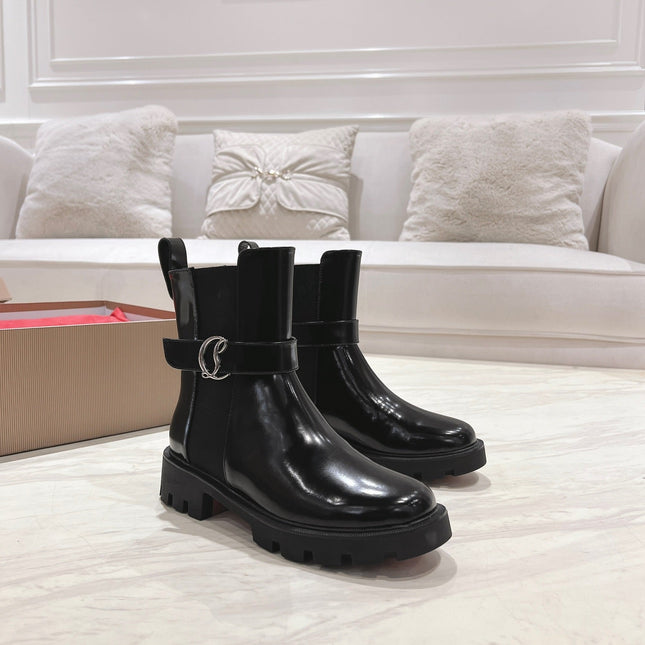 CHELSEA BOOT LUG 30MM IN BLACK GLOSSY CALFSKIN