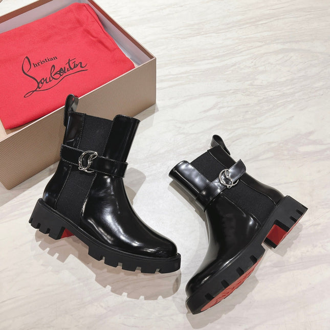 CHELSEA BOOT LUG 30MM IN BLACK GLOSSY CALFSKIN