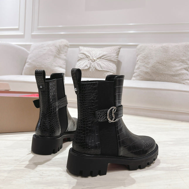 CHELSEA BOOT LUG 30MM IN BLACK CALFSKIN SNAKE SKIN