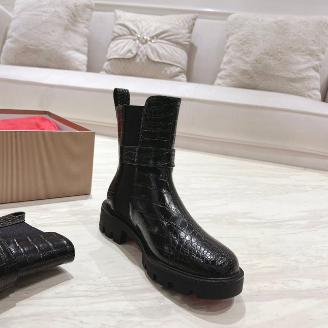 CHELSEA BOOT LUG 30MM IN BLACK CALFSKIN SNAKE SKIN