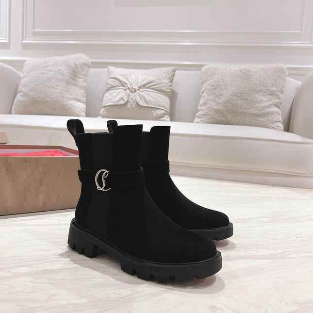 CHELSEA BOOT LUG 30MM IN BLACK SUEDE