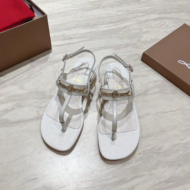 THONG SANDALS SLINGBACK 25MM IN SNAKE-EFFECT WHITE CALFSKIN