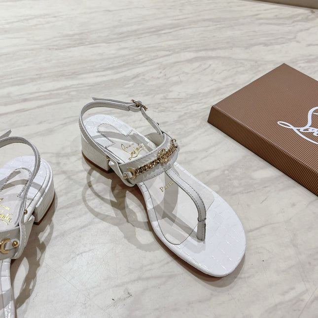 THONG SANDALS SLINGBACK 25MM IN SNAKE-EFFECT WHITE CALFSKIN