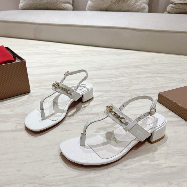 THONG SANDALS SLINGBACK 25MM IN SNAKE-EFFECT WHITE CALFSKIN