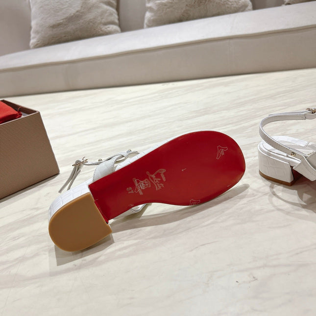 THONG SANDALS SLINGBACK 25MM IN SNAKE-EFFECT WHITE CALFSKIN