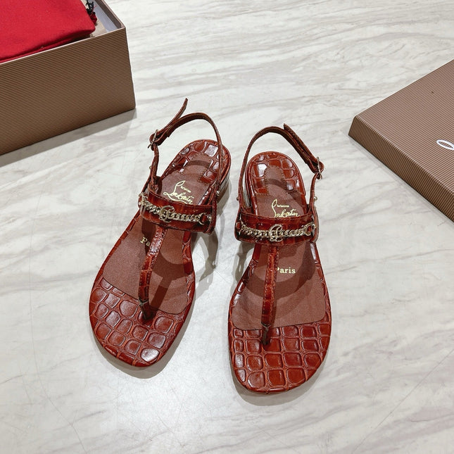 THONG SANDALS SLINGBACK 25MM IN SNAKE-EFFECT BURNT ORANGE CALFSKIN