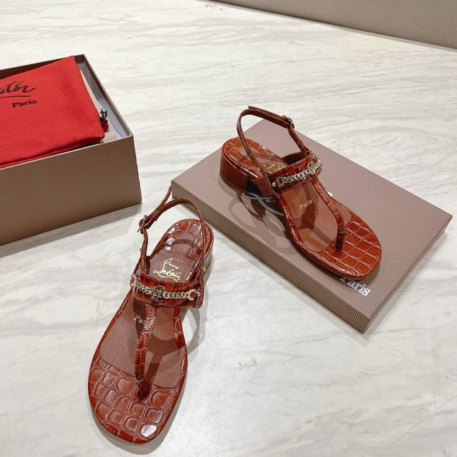 THONG SANDALS SLINGBACK 25MM IN SNAKE-EFFECT BURNT ORANGE CALFSKIN