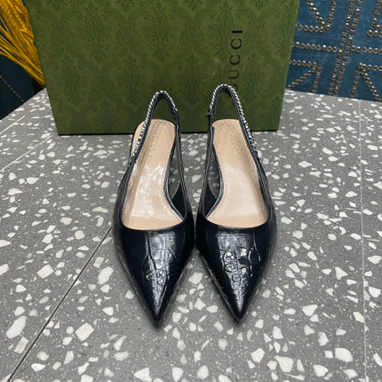 GG SIGNORIA 45 SLINGBACK PUMP BLACK CALFSKIN