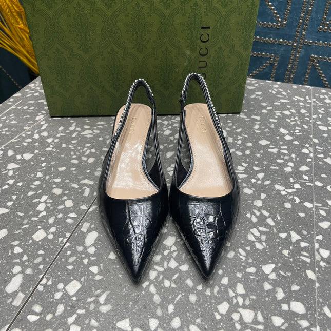 GG SIGNORIA 45 SLINGBACK PUMP BLACK CALFSKIN