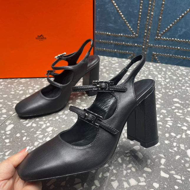 JACKIE 80 MM PUMP IN BLACK CALFSKIN