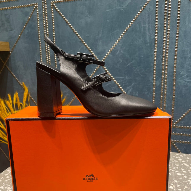 JACKIE 80 MM PUMP IN BLACK CALFSKIN