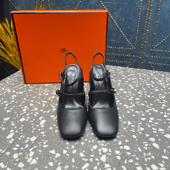 JACKIE 80 MM PUMP IN BLACK CALFSKIN