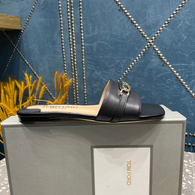 WHITNEY SLIDE IN BLACK CALFSKIN