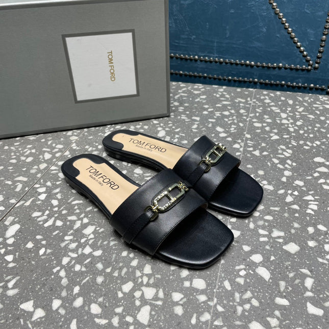 WHITNEY SLIDE IN BLACK CALFSKIN