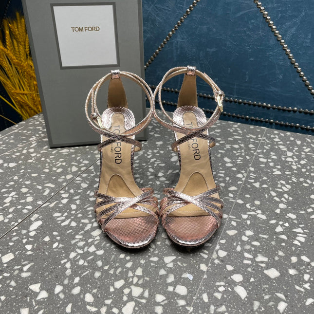 IDA SANDAL 10 CM IN COPPER SNAKE PATTERNED CALFSKIN