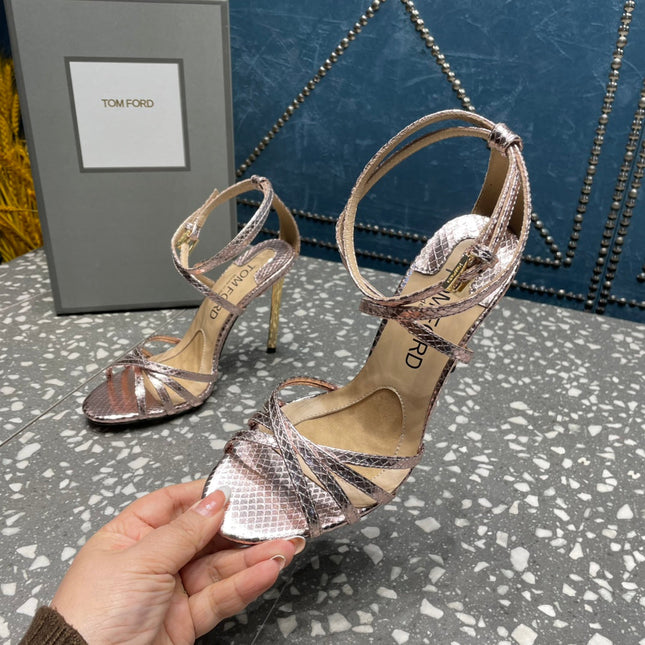 IDA SANDAL 10 CM IN COPPER SNAKE PATTERNED CALFSKIN