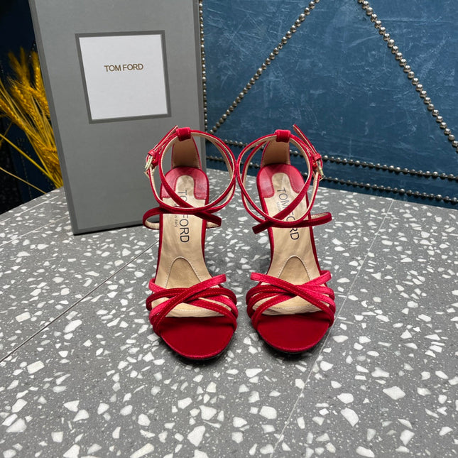 VELVET IDA SANDAL 10 CM CHERRY RED