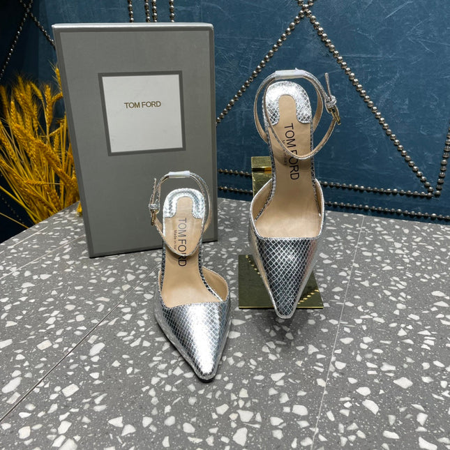 HIGH HEELS 10 CM IN SILVER SNAKE PATTERNED CALFSKIN