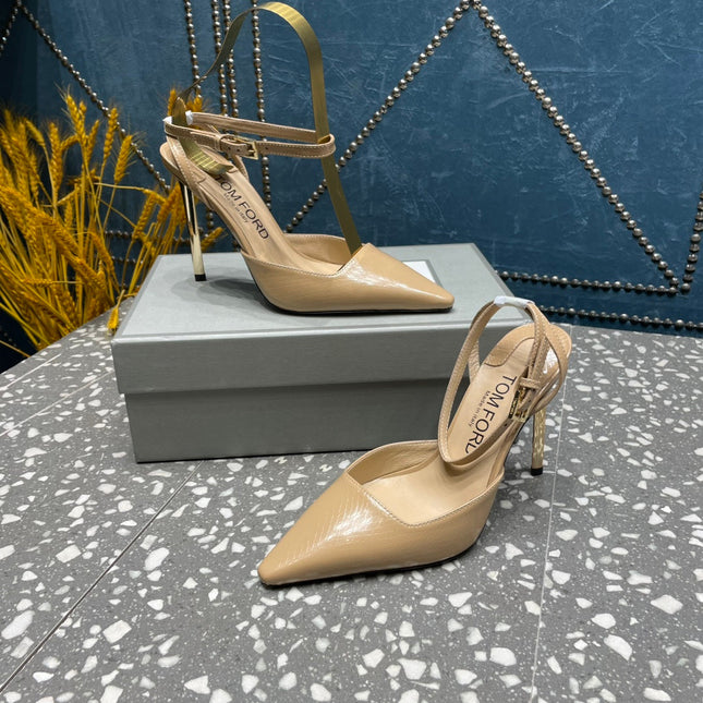 HIGH HEELS 10 CM IN COOKIE TAN SNAKE PATTERNED CALFSKIN