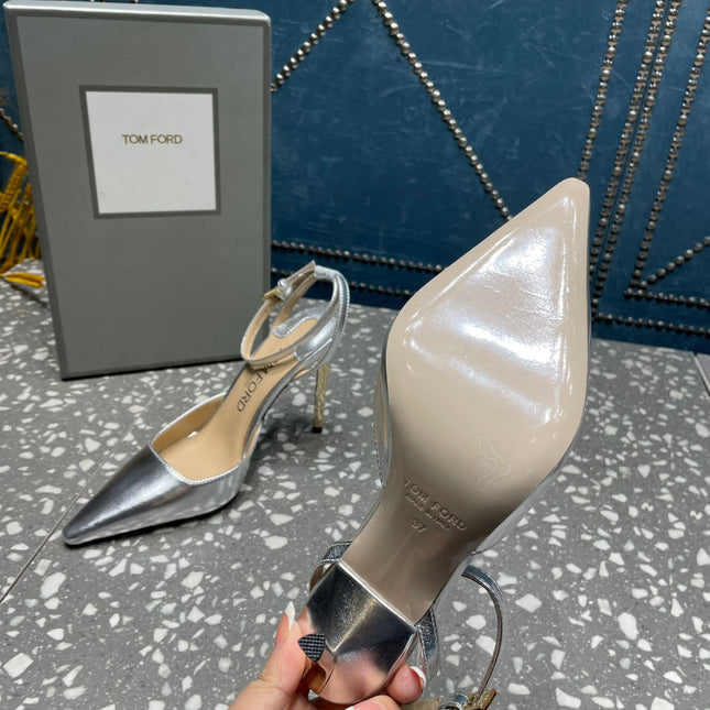 HIGH HEELS 10 CM IN SILVER CALFSKIN